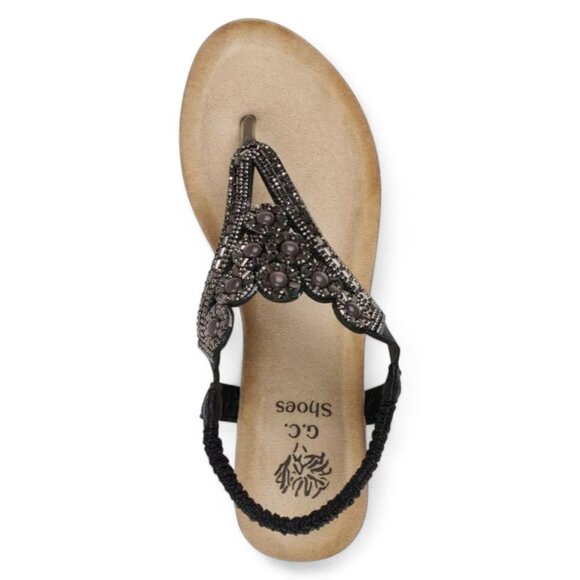 GC Shoes Womens Toe-Post Rhinestone Slingback Sandals - Picture 3 of 4